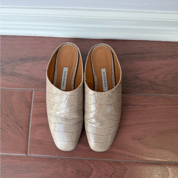Emme Parsons Taupe Croc-Embossed Glider Slippers - Picture 2 of 5